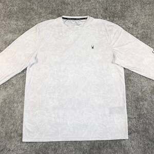 Spyder Men’s White Rash Guard L/S Stretch SPF 50+ Performance Shirt, L